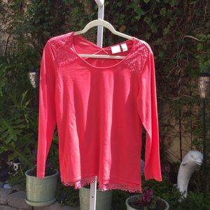 CHICO’S  Long Sleeve Tee Shirt with lace